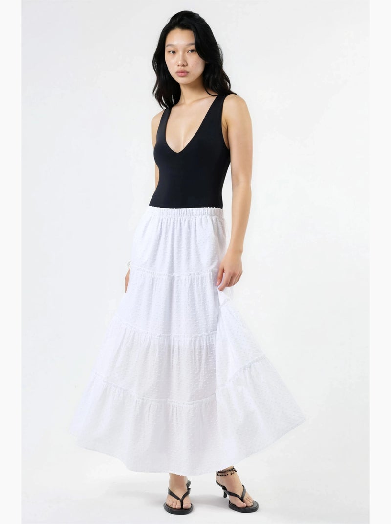 Falda maxi texturizada busem Blanco - Kiabi