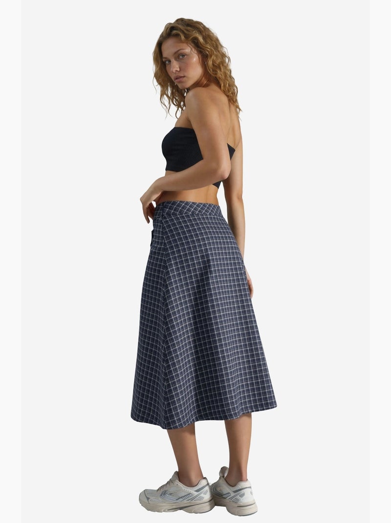 Falda midi a cuadros de cintura alta hiccup Azul marino - Kiabi