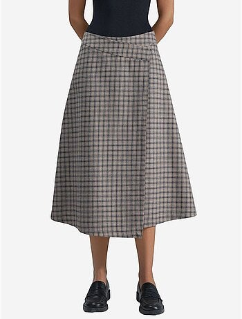 Falda midi a cuadros de cintura alta hiccup