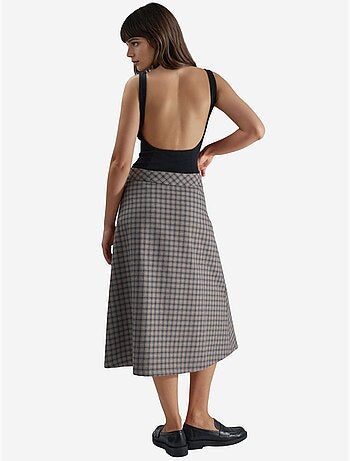 Falda midi a cuadros de cintura alta hiccup