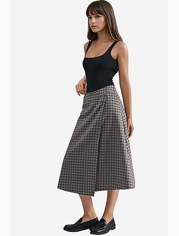Falda midi a cuadros de cintura alta hiccup