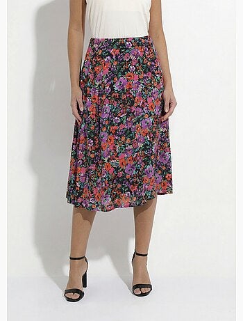 Falda midi acampanada con estampado floral - Afibel