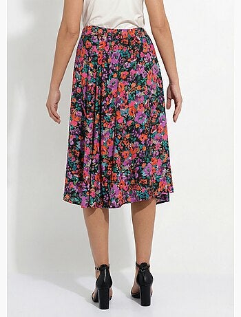 Falda midi acampanada con estampado floral - Afibel