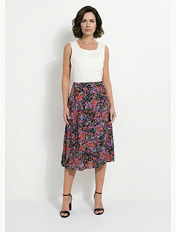 Falda midi acampanada con estampado floral - Afibel