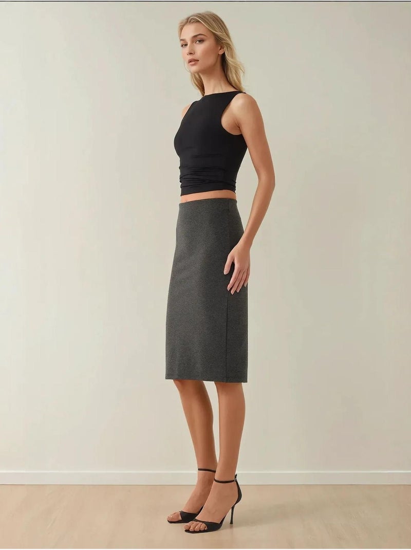 Falda midi ajustada de cintura alta hiccup Gris negro - Kiabi