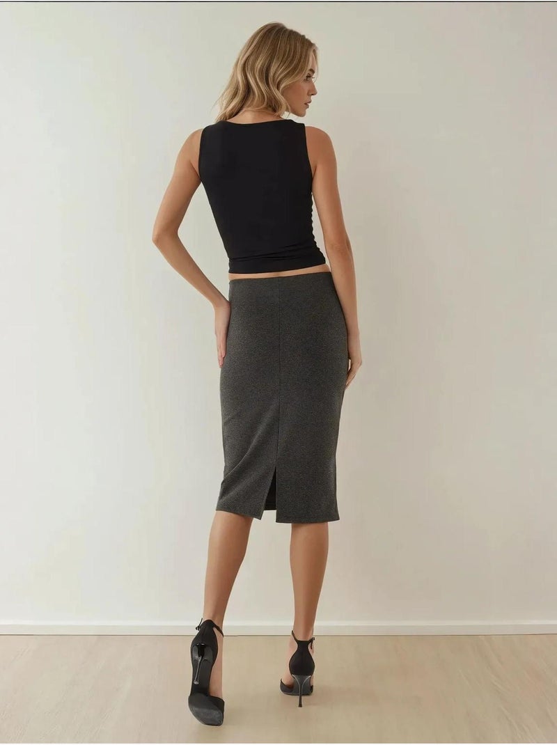 Falda midi ajustada de cintura alta hiccup Gris negro - Kiabi