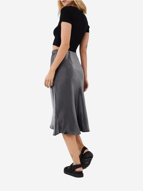 Falda midi ajustada de satén con cintura elástica mixray - Kiabi