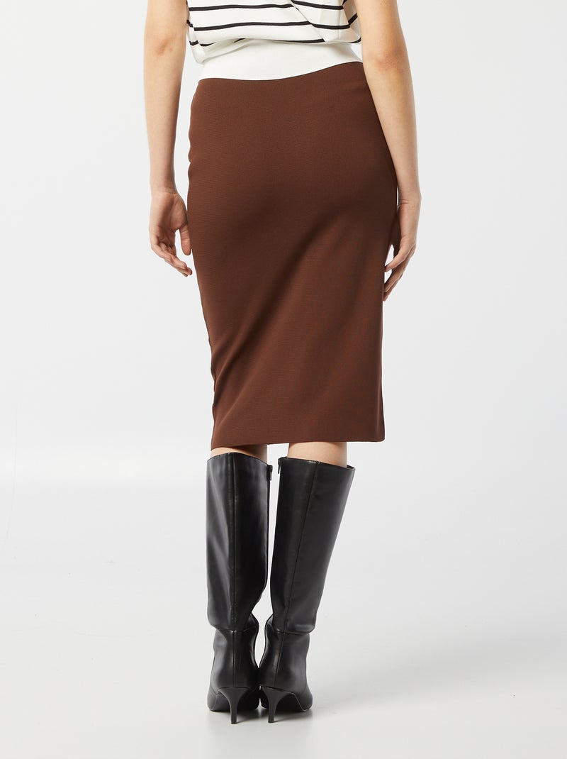 Falda midi ajustada MARRON - Kiabi