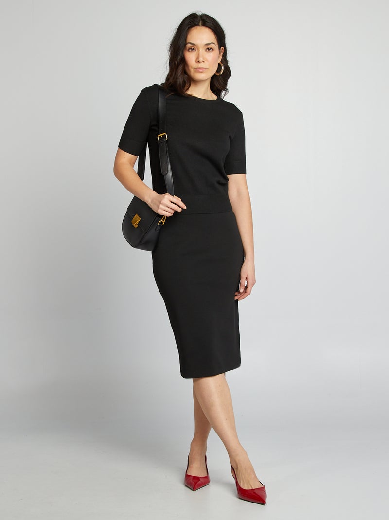Falda midi ajustada negro - Kiabi