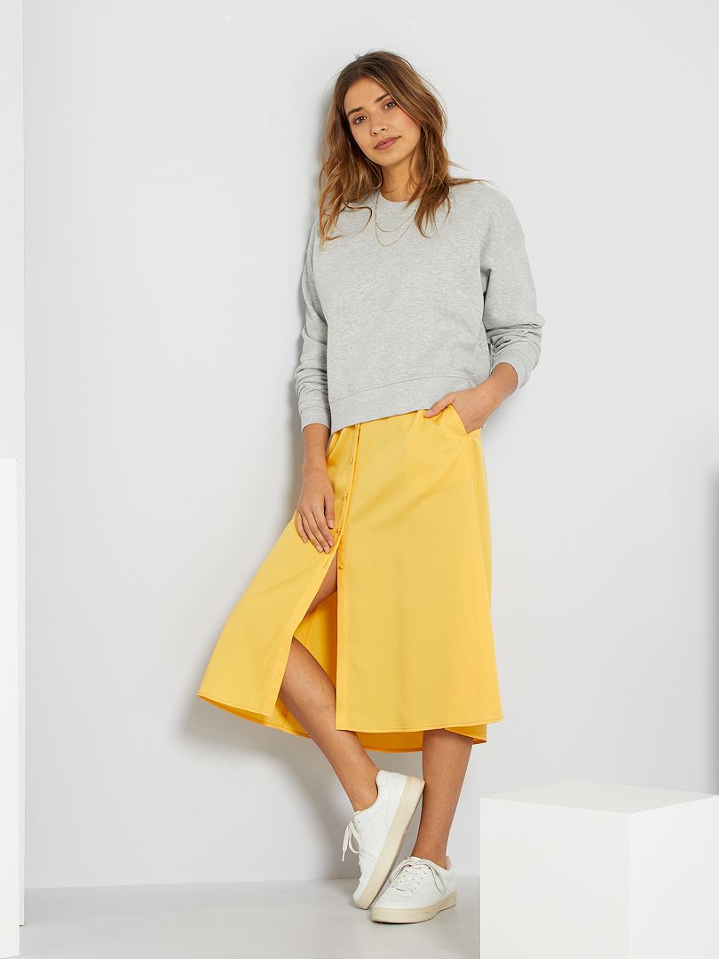 Falda midi amarillo crema - Kiabi
