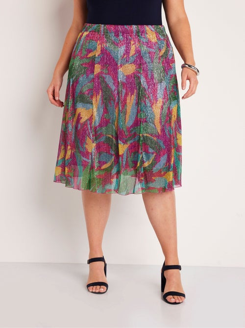 Falda midi ancha estampada brillante - Afibel - Kiabi