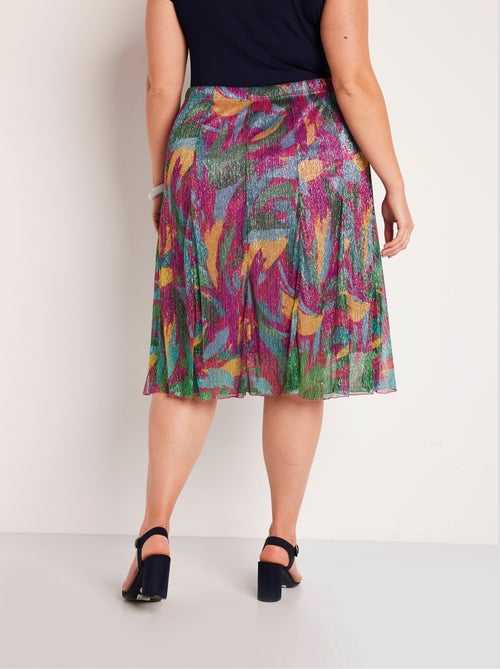 Falda midi ancha estampada brillante - Afibel - Kiabi