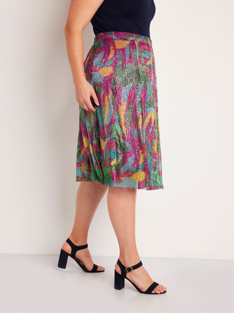 Falda midi ancha estampada brillante - Afibel Rosa - Kiabi