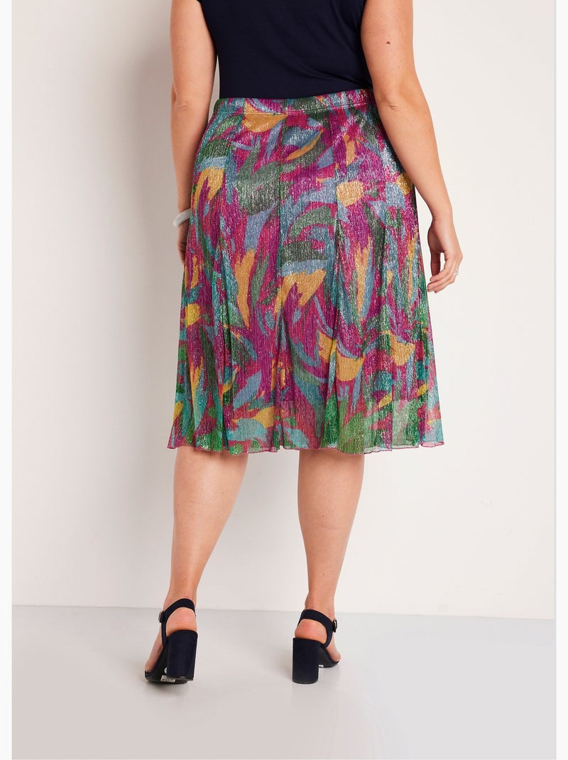 Falda midi ancha estampada brillante - Afibel Rosa/Verde - Kiabi