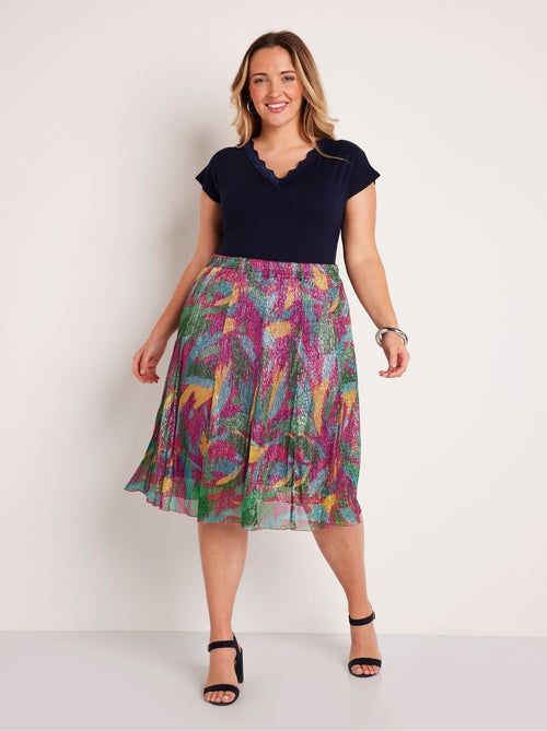 Falda midi ancha estampada brillante - Kiabi