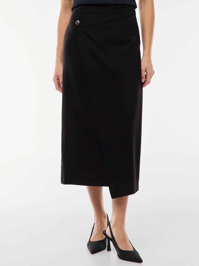 Falda midi asimétrica Negro - Kiabi
