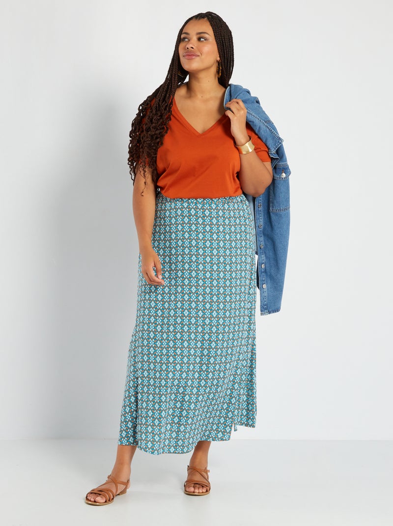 Falda midi AZUL - Kiabi