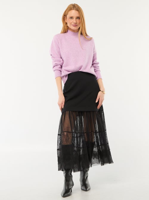 Falda midi bimaterial - Kiabi