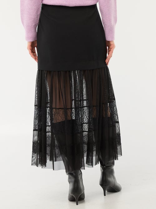 Falda midi bimaterial - Kiabi