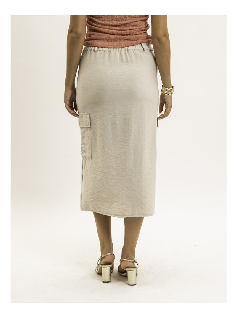 Falda midi cargo XILITA Beige - Kiabi