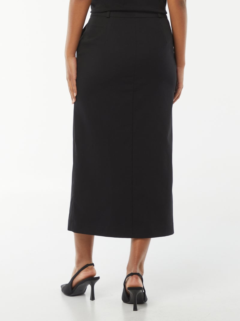 Falda midi con abertura delantera negro - Kiabi