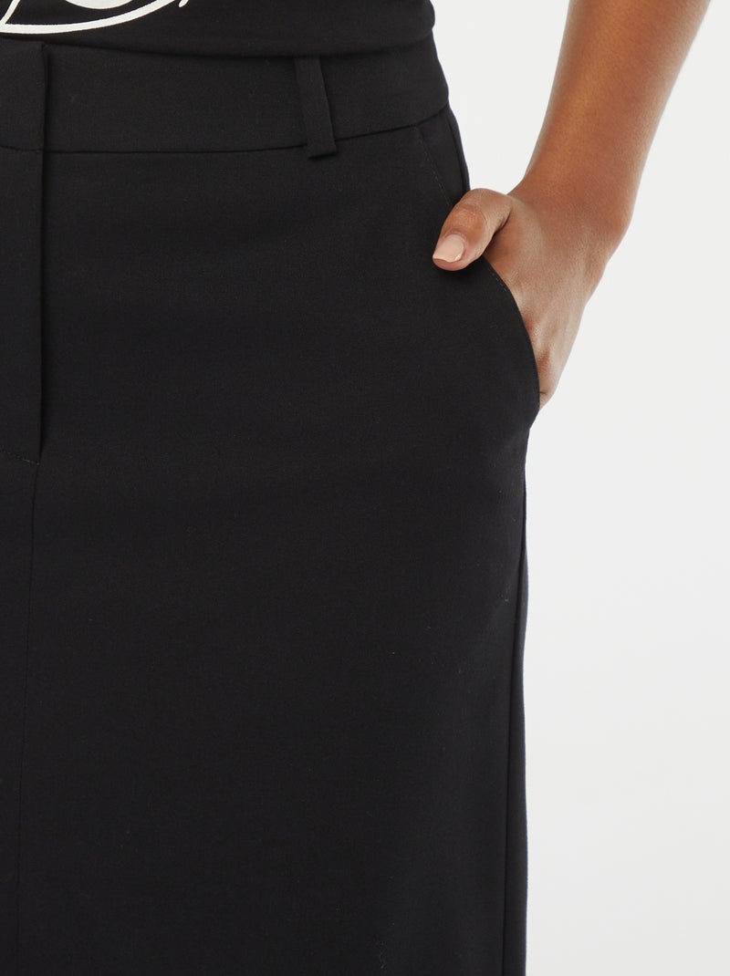 Falda midi con abertura delantera negro - Kiabi