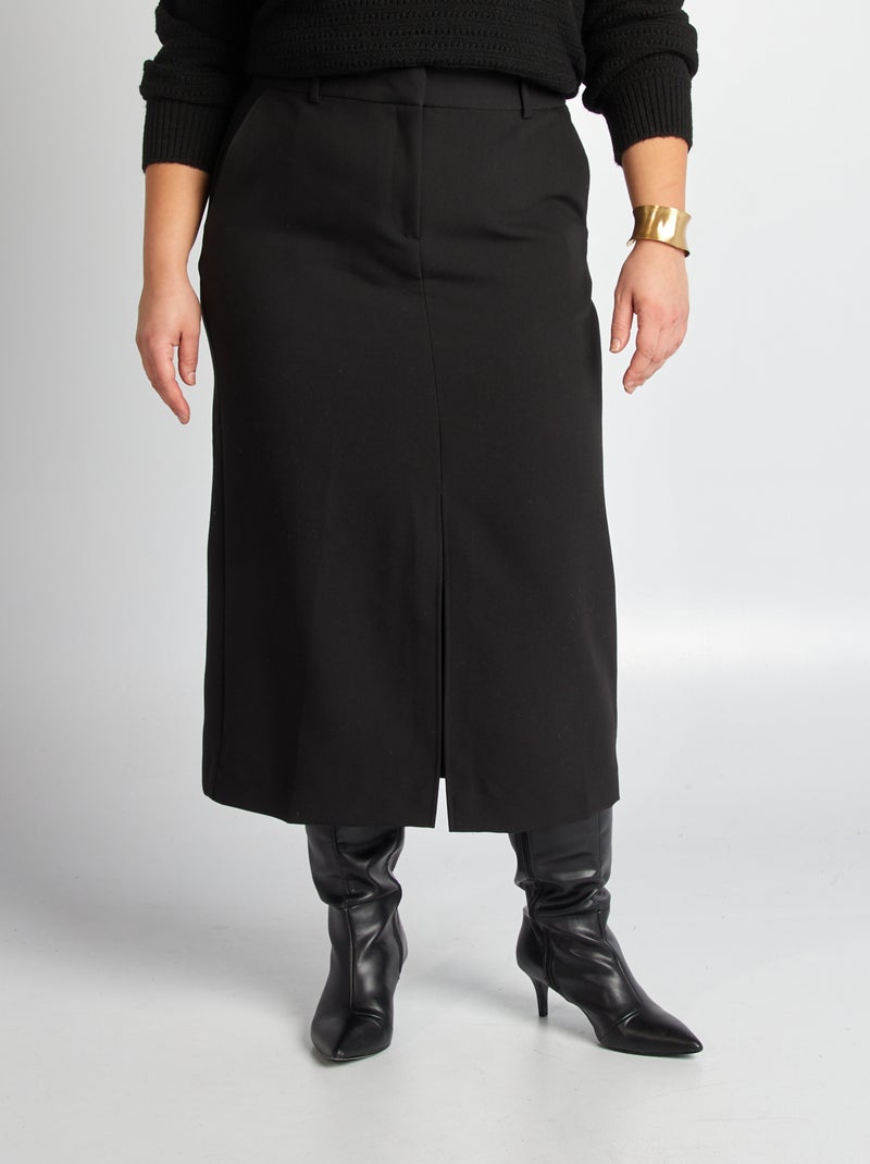 Falda midi con abertura negro - Kiabi