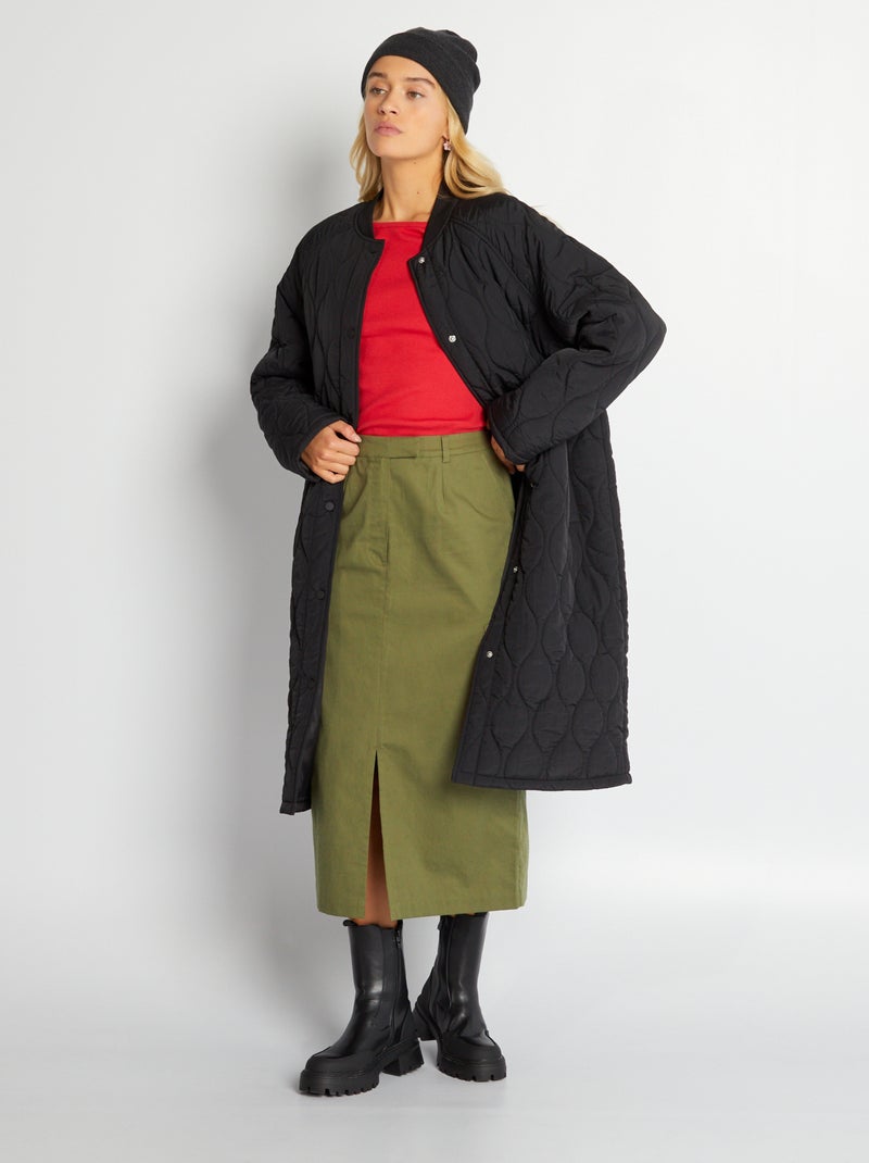 Falda midi con bolsillos con solapa VERDE - Kiabi