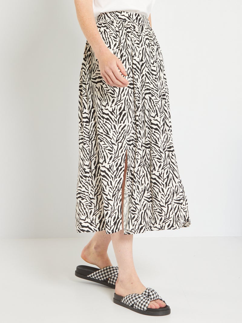 Falda midi con estampado animal BLANCO - Kiabi