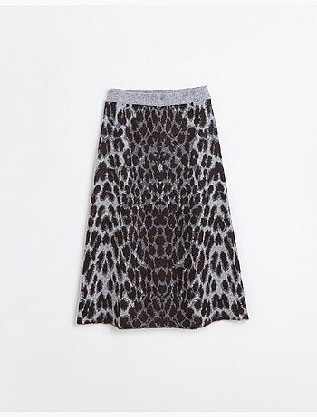 Falda midi con estampado animal, mo fashion