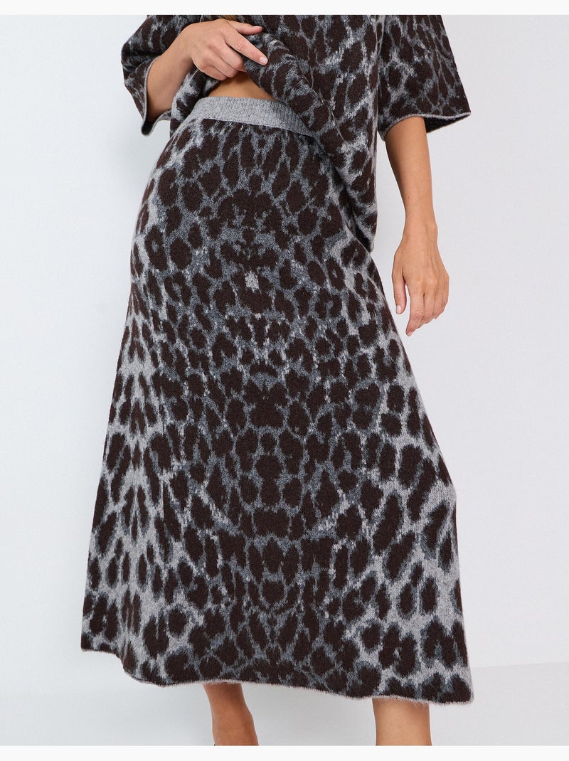 Falda midi con estampado animal, mo fashion Gris - Kiabi