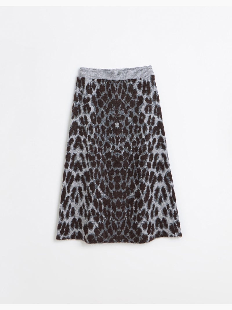 Falda midi con estampado animal, mo fashion Gris - Kiabi