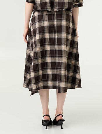 Falda midi con estampado de cuadros