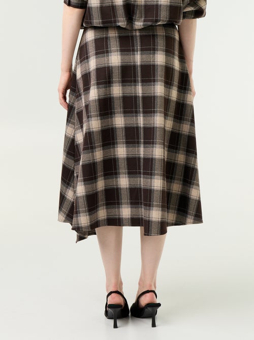 Falda midi con estampado de cuadros - Kiabi