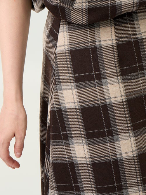 Falda midi con estampado de cuadros - Kiabi