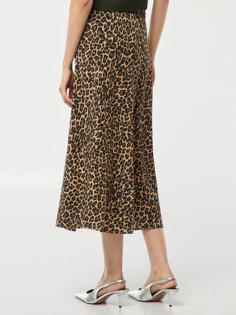 Falda Midi Faldas Leopardo Cortas Outfit Falda Animal Print Falda
