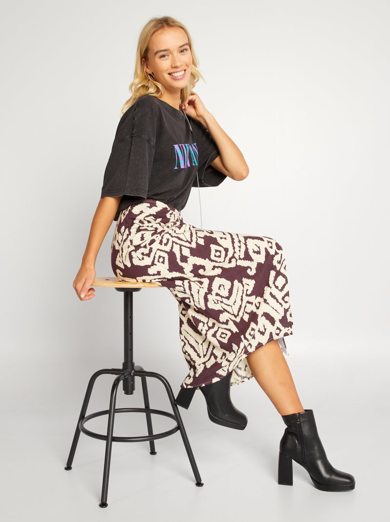 Falda midi con estampado Púrpura - Kiabi