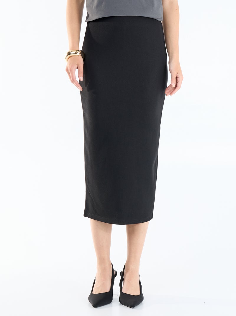 Falda midi corte lápiz Negro - Kiabi