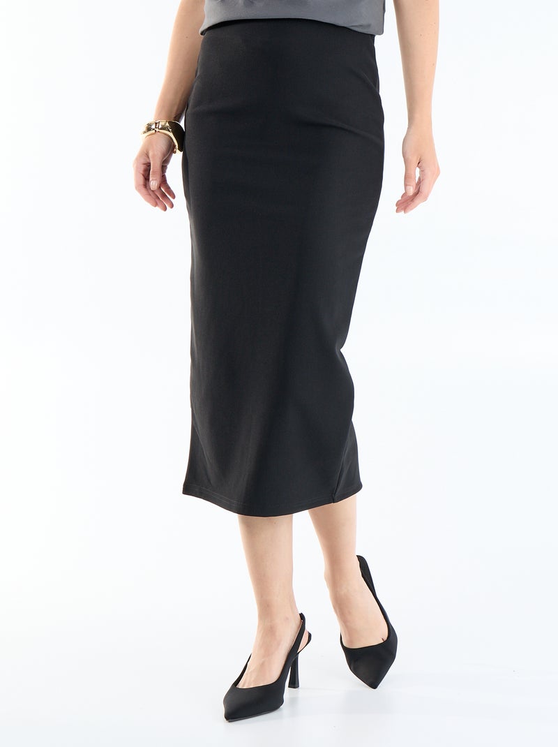 Falda midi corte lápiz Negro - Kiabi