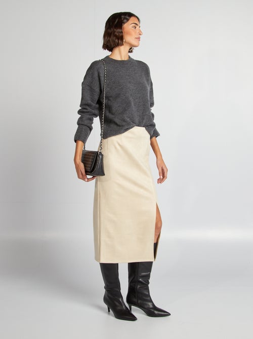 Falda midi de antelina - Kiabi