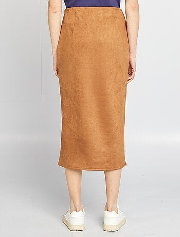 Falda midi de antelina