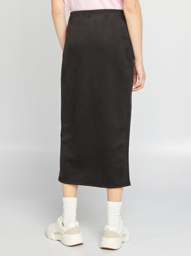 Falda midi de antelina negro - Kiabi