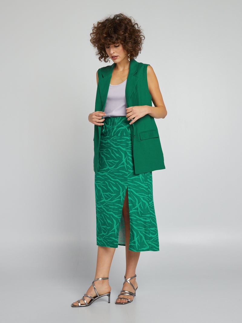 Falda midi de cebra VERDE - Kiabi