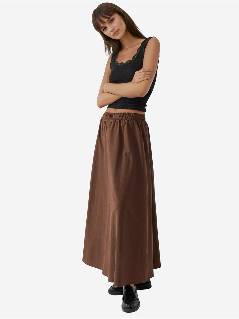 Falda midi de cintura alta con elástico busem Marrón oscuro - Kiabi