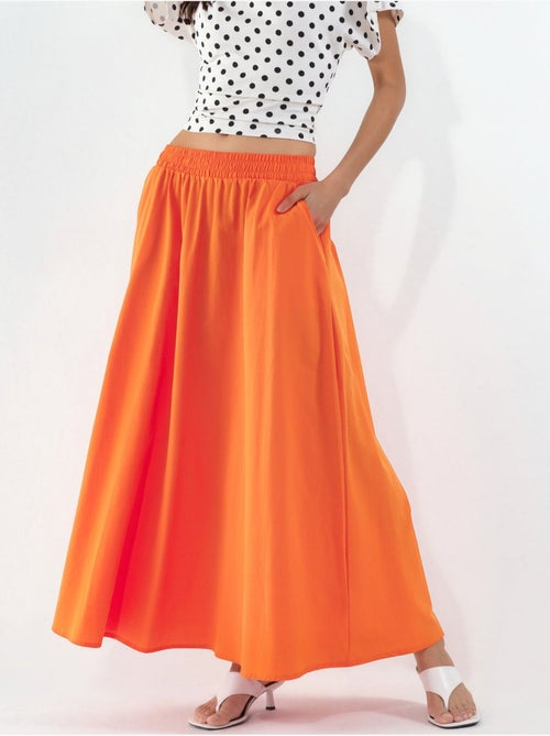 Falda midi de cintura alta con elástico busem - Kiabi Falda midi de cintura alta con elástico busem - Kiabi