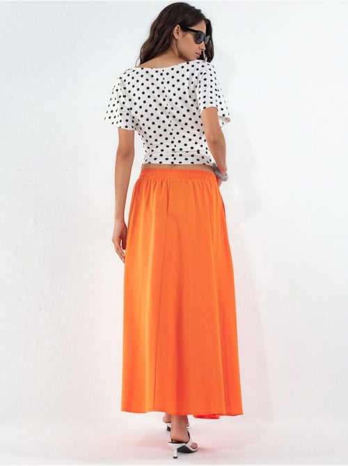 Falda midi de cintura alta con elástico busem - Kiabi Falda midi de cintura alta con elástico busem - Kiabi