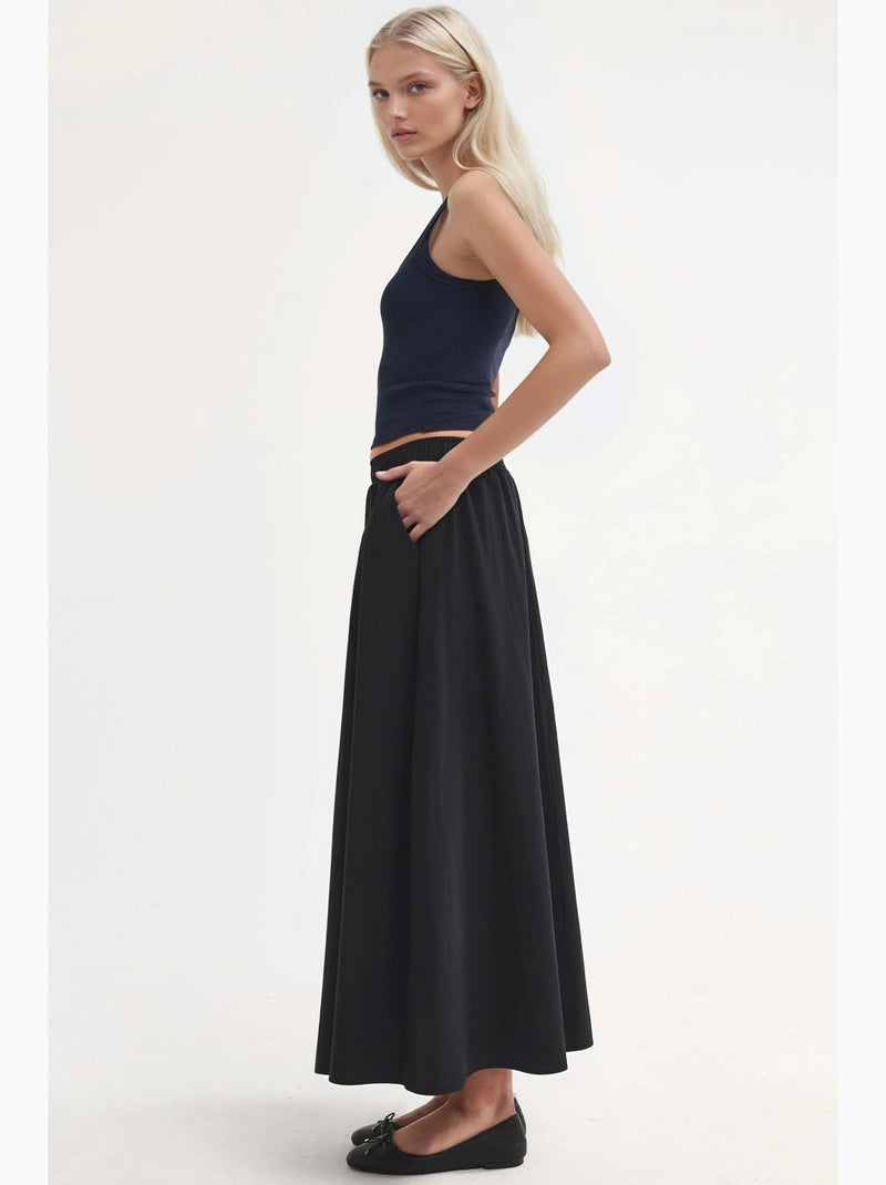 Falda midi de cintura alta con elástico busem Negro - Kiabi