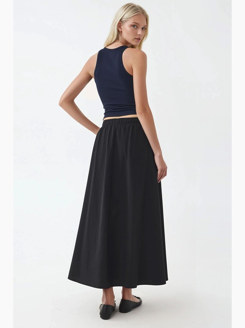 Falda midi de cintura alta con elástico busem Negro - Kiabi