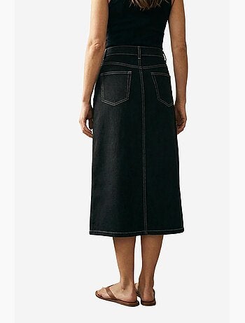 Falda midi de cintura alta en línea a con bolsillos my fashion
