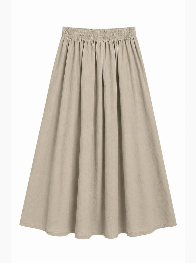 Falda midi de cintura alta en línea a mixray Beige arcilla - Kiabi